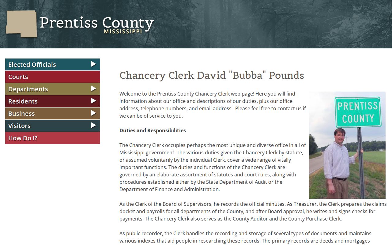 Prentiss County civil docket source for the Chancery Clerk and civil records