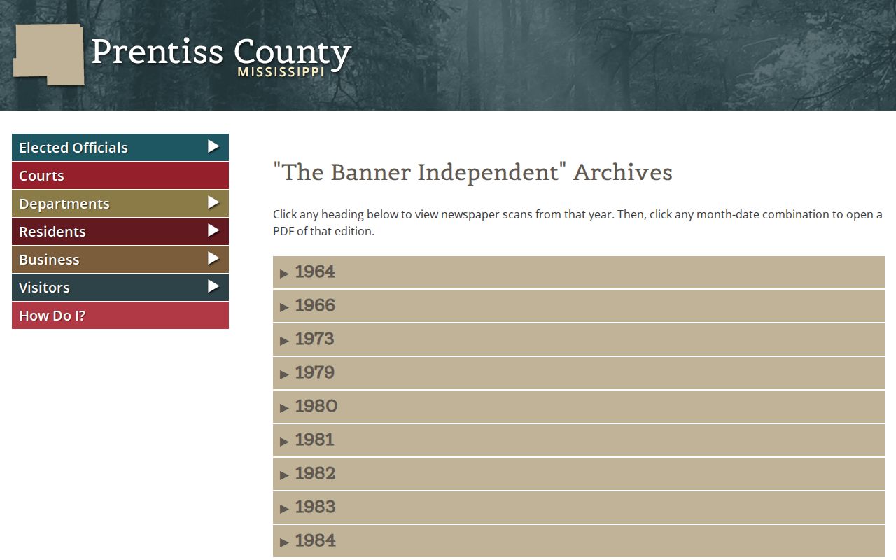 Prentiss County court records historical research archive page