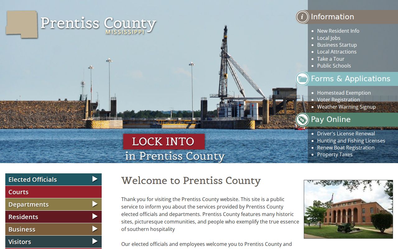 Prentiss County court docket county government court navigation